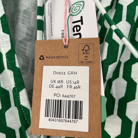 BODEN (NWT) Short Sleeve Jersey Mini Dress Rolling Hills Geo Azure US14R UK18R - Picture 4 of 5